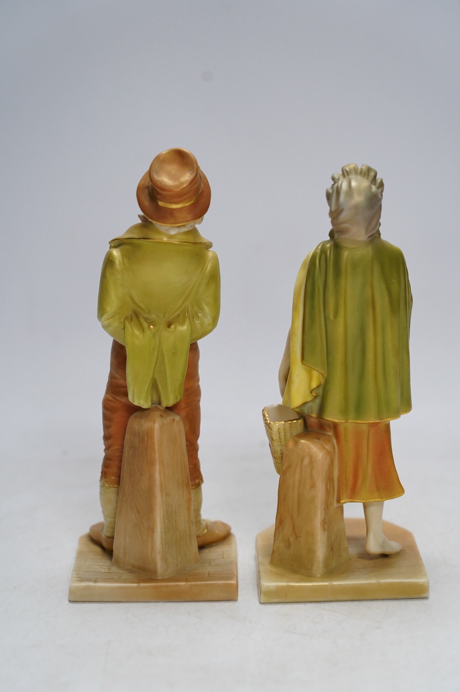 A pair of Worcester figures, Dickensian, 835 and 1874, 17cm. Condition - good